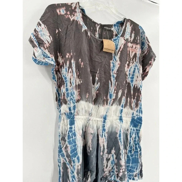 Earthbound Trading Co Gray/Blue Tie Dye Romper Size Small New With Tags - Picture 6 of 10